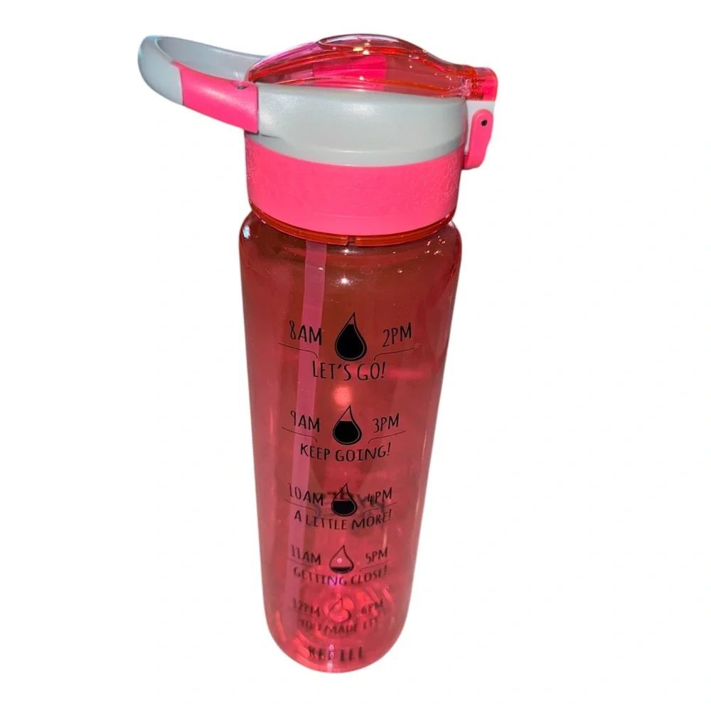HydroMATE 32 oz Water Bottle with Time Markings Hourly With Straw